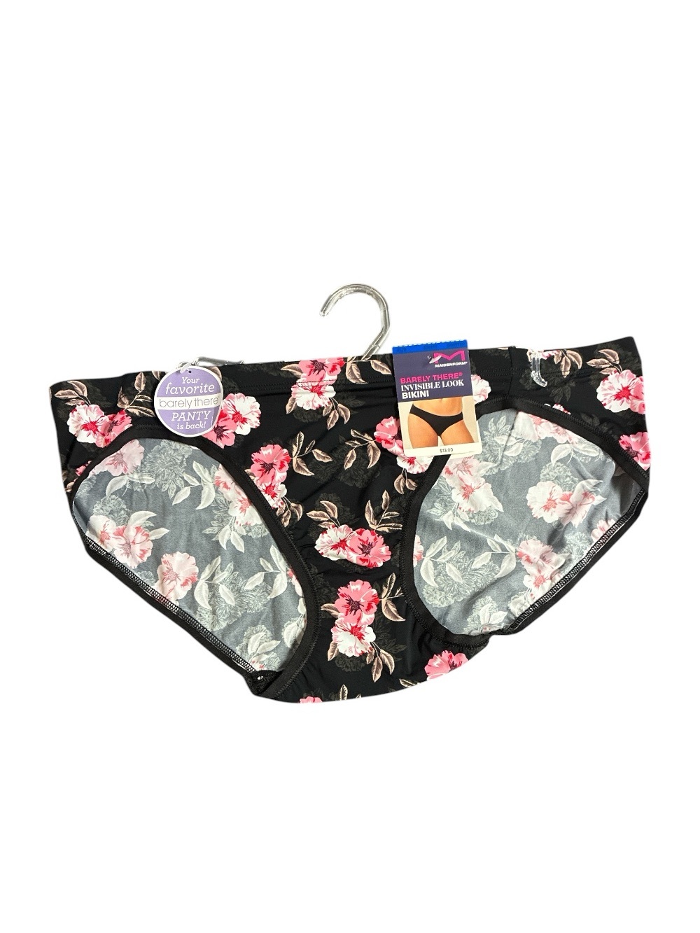 Maidenform Floral Bikini Briefs in Black and Pink size XL new